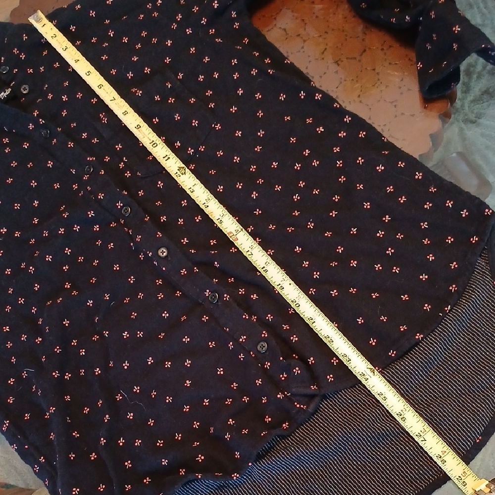 Madewell Dark Blue Shirt with Red Floral Design - Picture 4 of 5